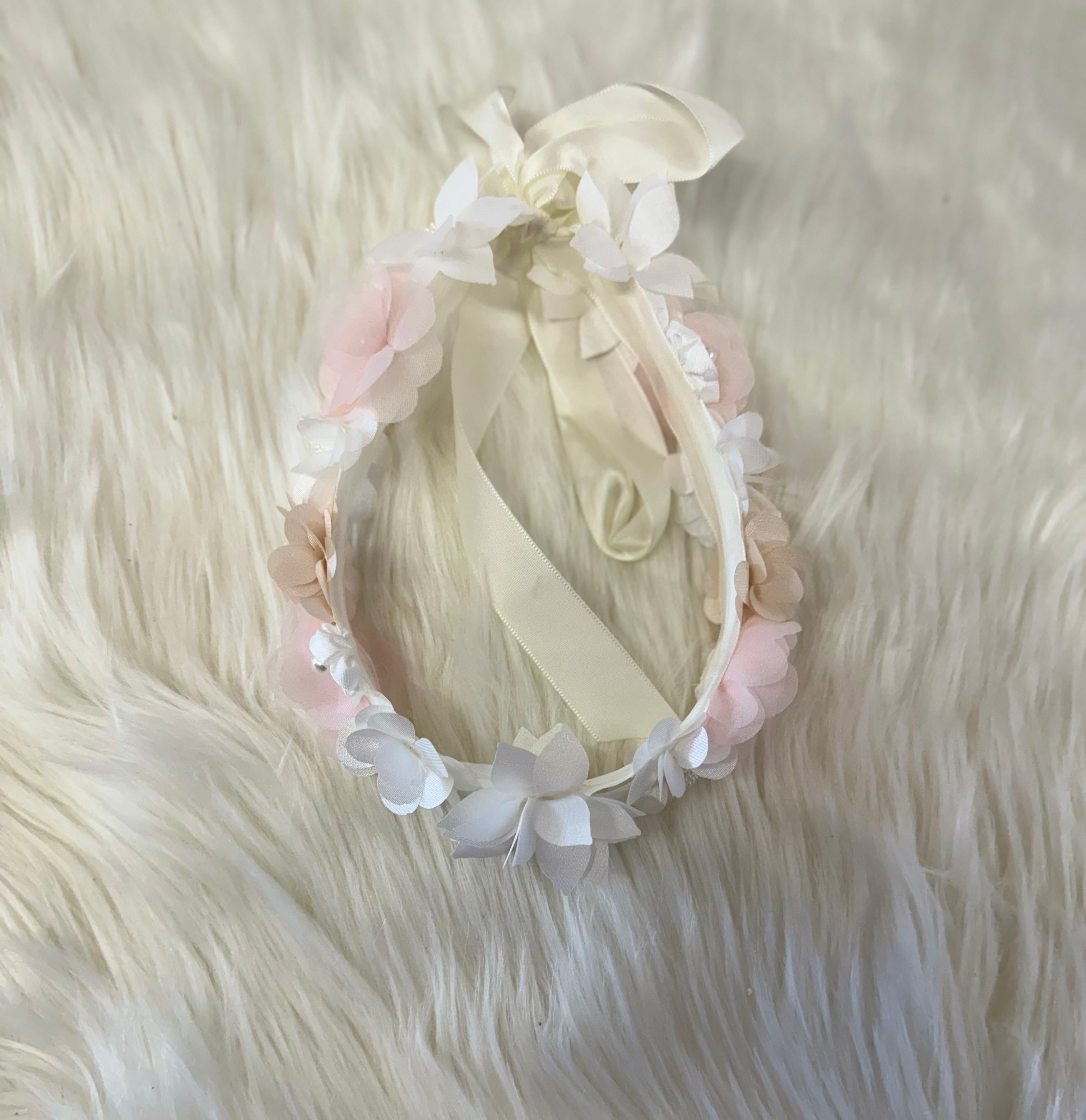 Kids ivory and pink flower crown