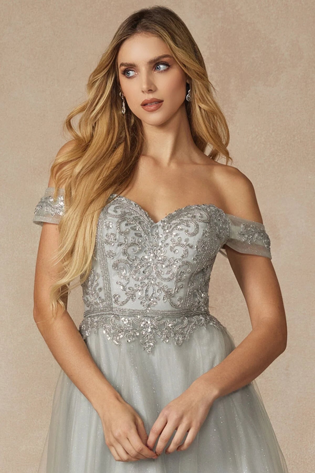 287 Off the should beaded gown