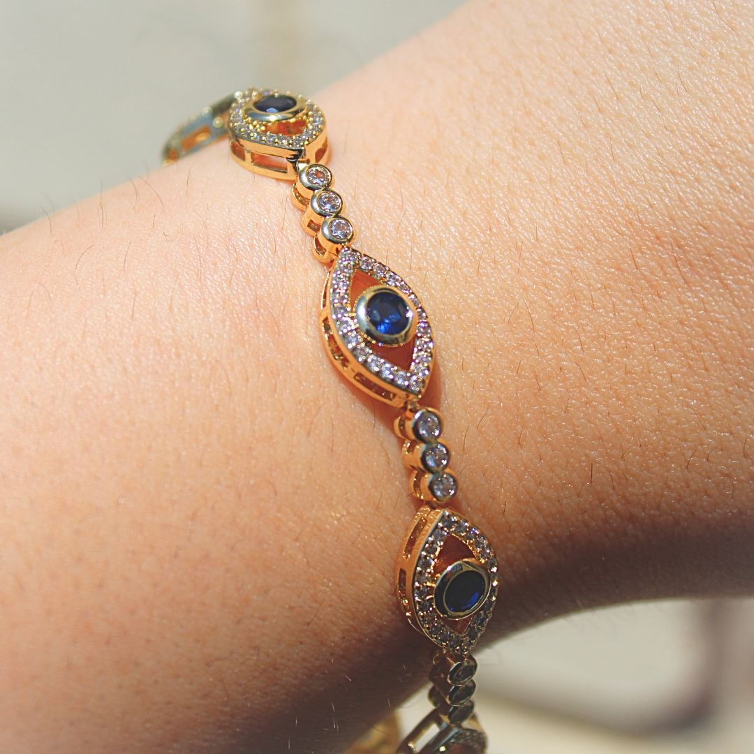 Blinged evil eye bracelet