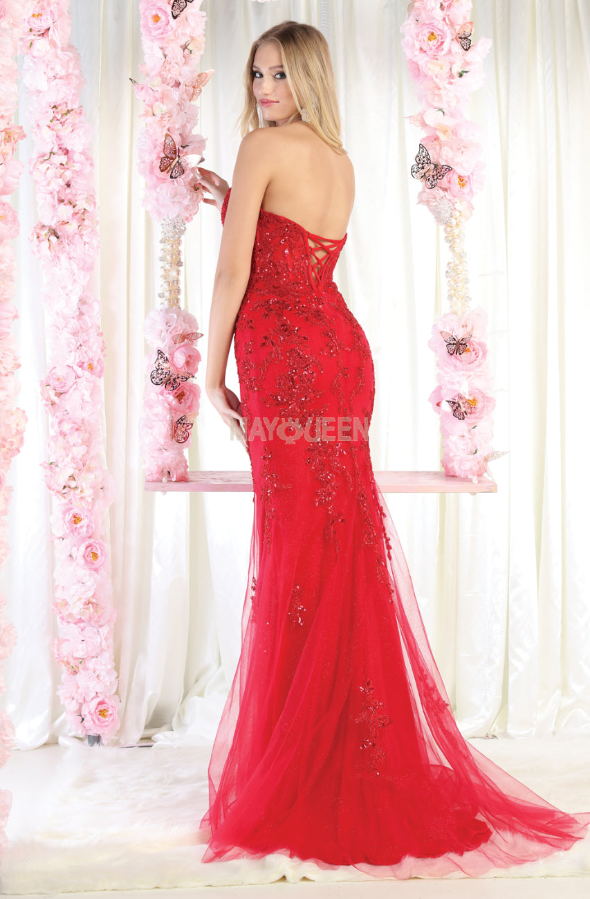 RQ8013 Embellished sweetheart strapless gown
