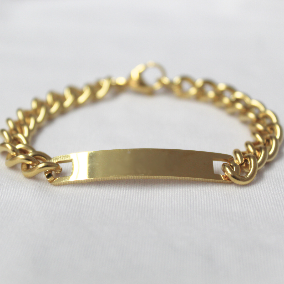 Gold chain plate bracelet