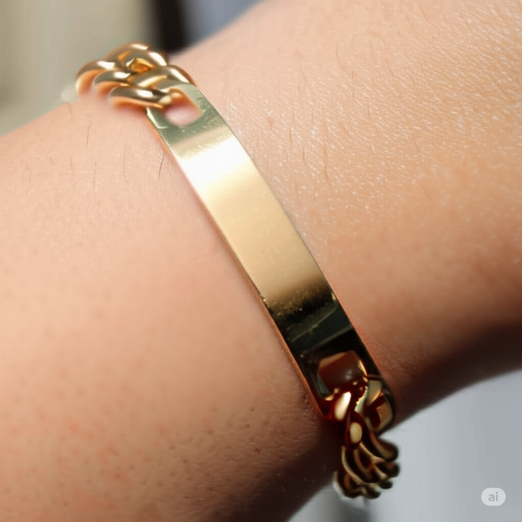 Gold chain plate bracelet