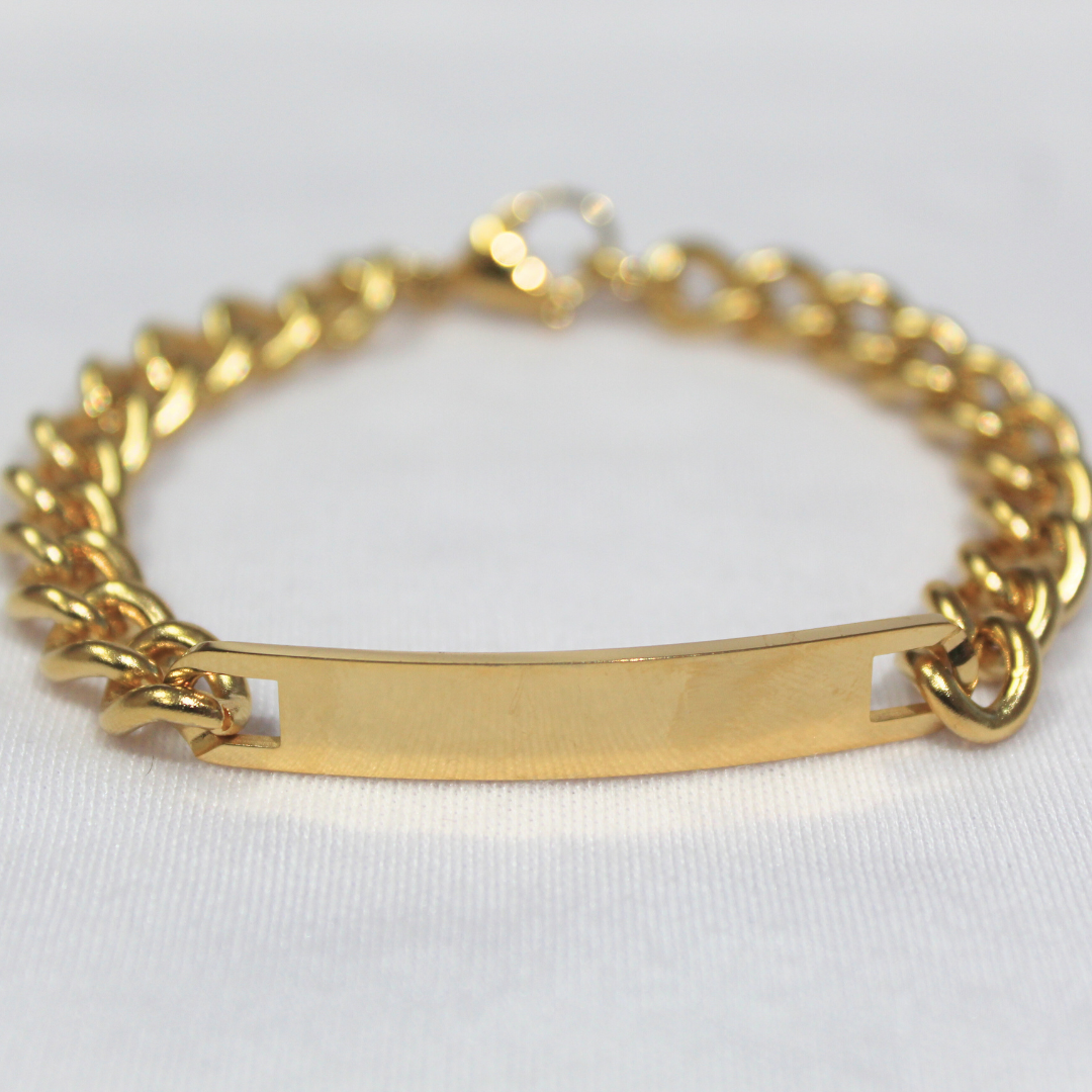Gold chain plate bracelet