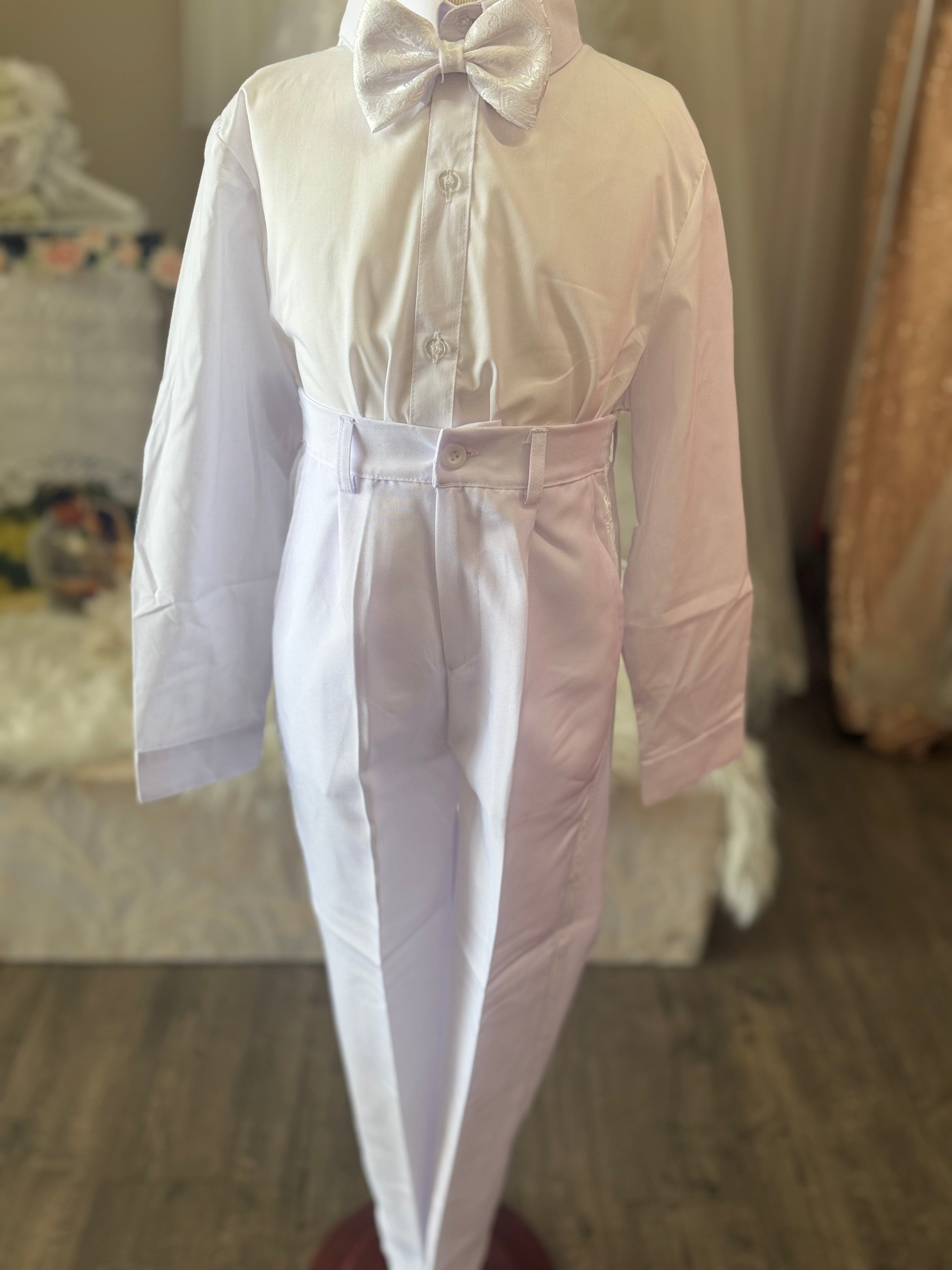 Virgin Mary embroidered boys baptism suit