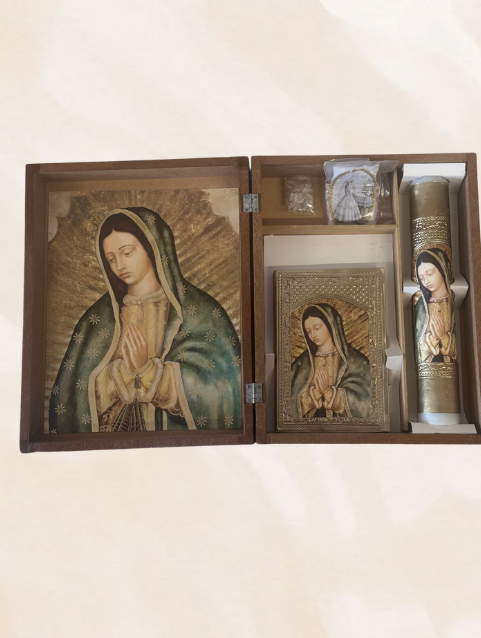 Our Lady of Guadalupe girls first communion candle set