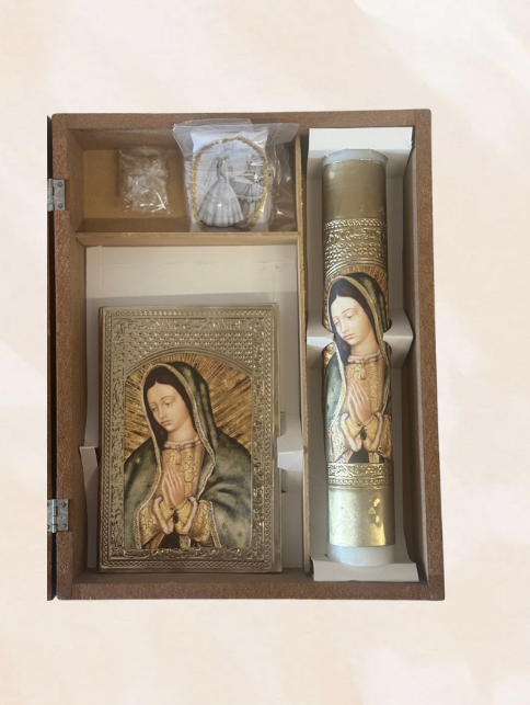 Our Lady of Guadalupe girls first communion candle set