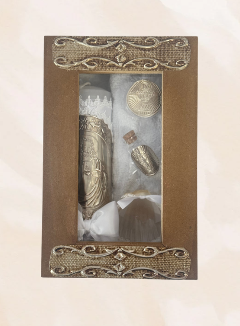 Cajita baptism candle set
