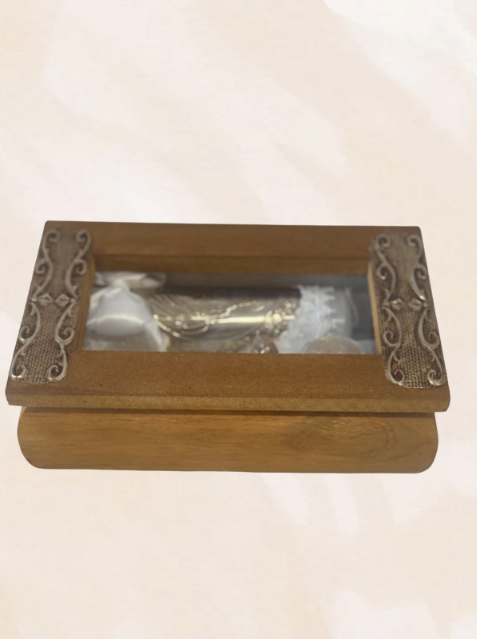 Cajita baptism candle set