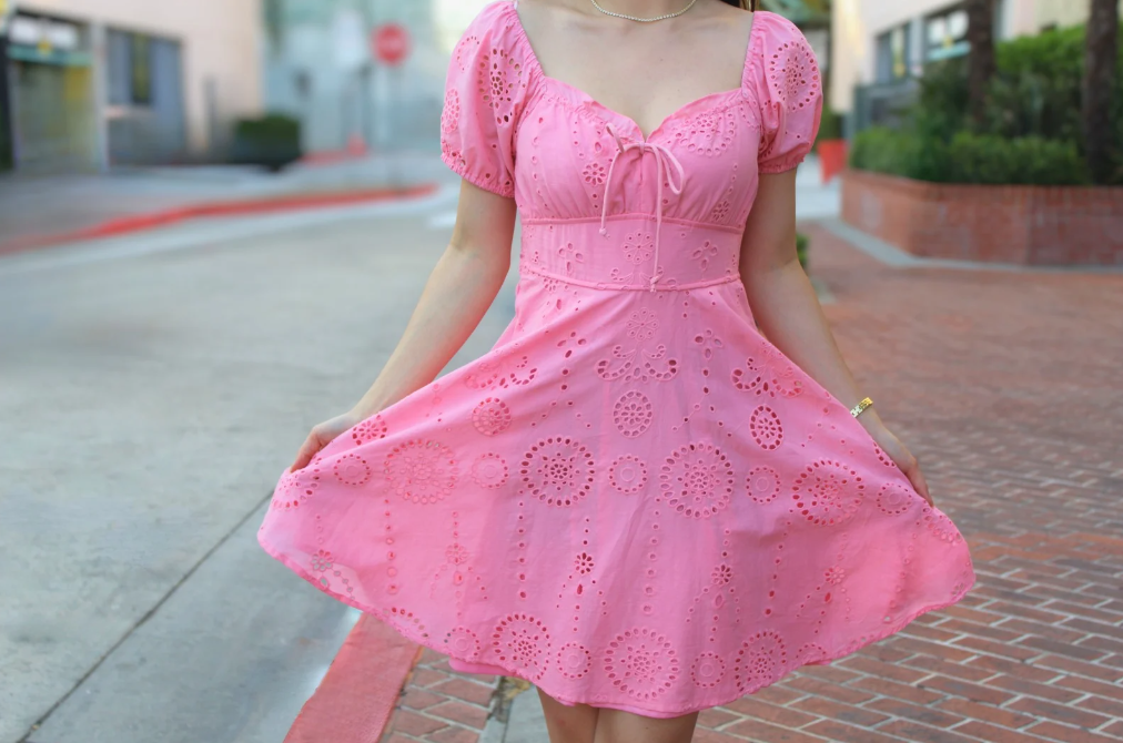 Pink eyelet dress