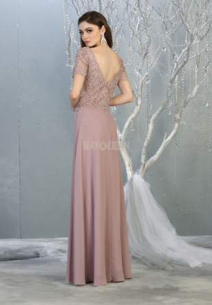 MQ17823 Lace bodice A-line gown