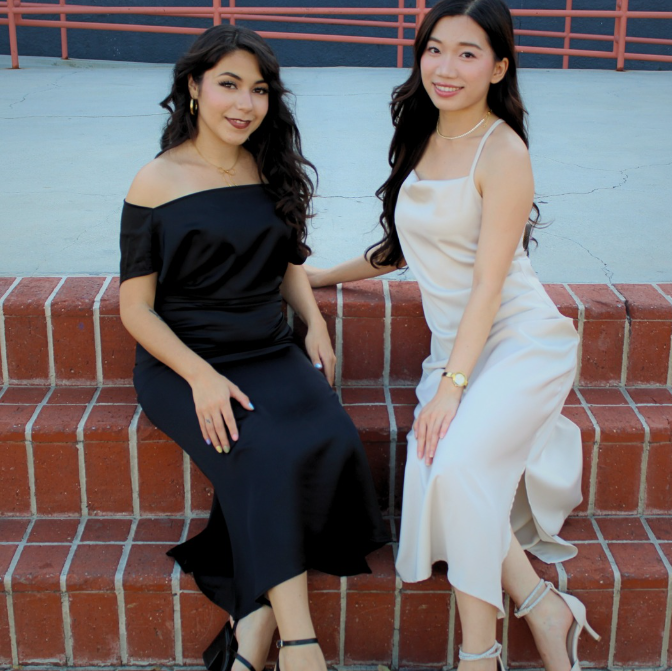 Champagne satin slip dress