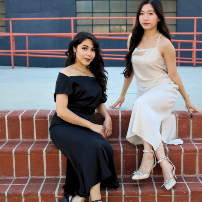 Classic black satin midi dress