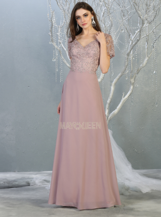 MQ17823 Lace bodice A-line gown