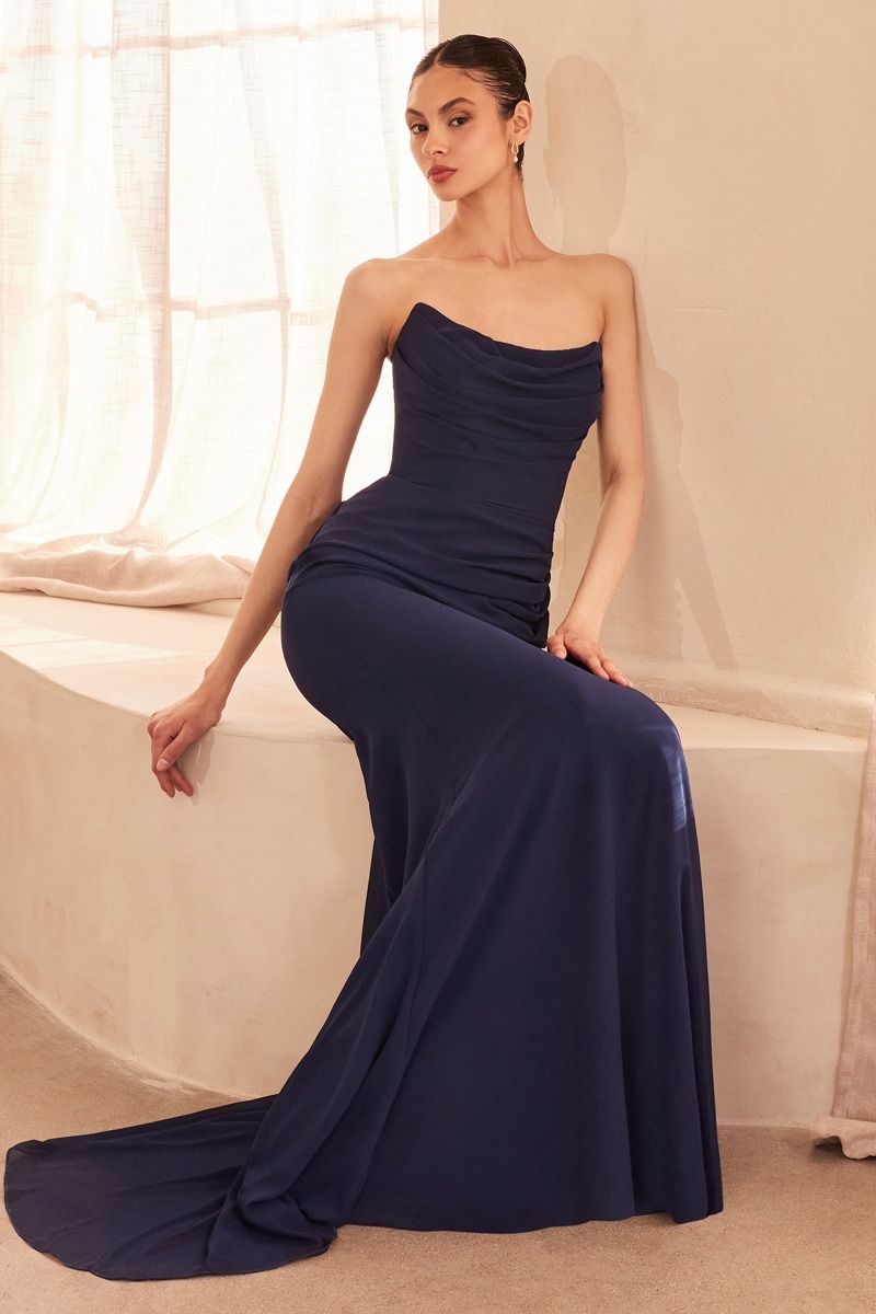 T702 Draped corset gown